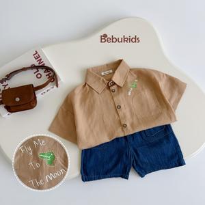 Bộ sơ mi túi cá sấu bé trai