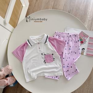 Bộc cộc tay quần lửng phối cổ kẻ túi in bò cừu