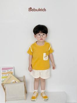 Bộ cộc tay phối lé vai, nách,túi ngực in chữ how are you