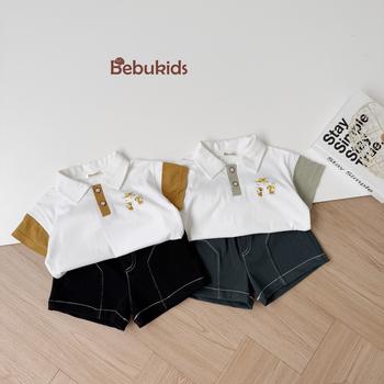 SB2261- bộ polo phối nẹp, tayin 3 chú cún ngực