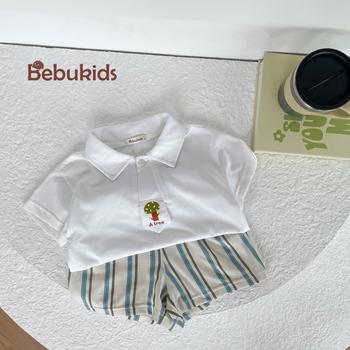 SB2270- bộ polo in hình cây ở cà vạt phối quần kẻ