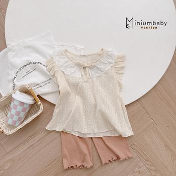SB2293- bộ sát nách cánh tiên cổ zen đính nơ phối quần trơn