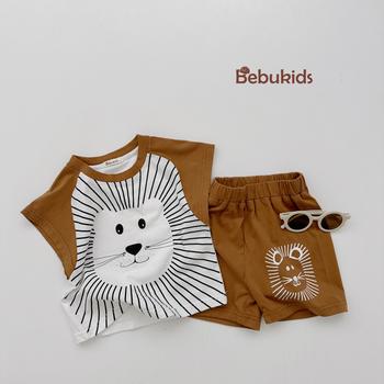 SB2329- bộ cộc tay phối tay vai in hổ áo, quần