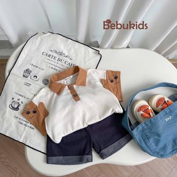 Bộ polo phối cổ, nẹp tay áo in mắt đính tai