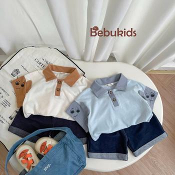 SB2346- bộ polo phối cổ, nẹp tay áo in mắt đính tai