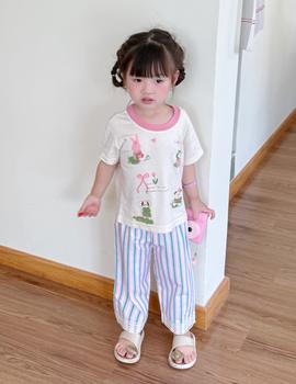 SB2369- bộ cộc tay quần dài bé gái in gấu, nơ,...
