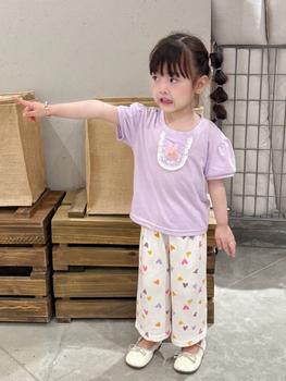 SB2436- bộ cộc tay quần tim nẹp phối ren đính thỏ