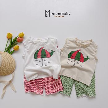 Bộ không tay quần lỡ bé gái không cổ