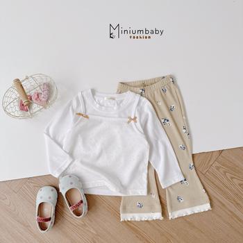 Bộ dài tay bé gái phối thân bi, quần hoa