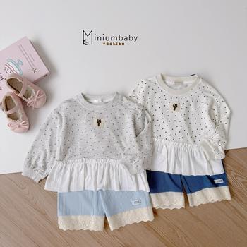 Bộ dài tay tim đen phối vạt bèo đính logo mèo đen