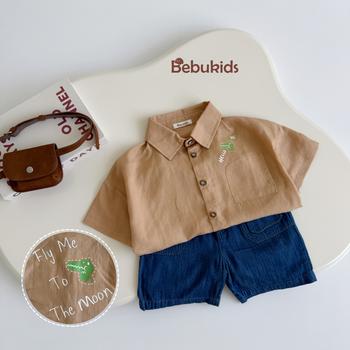 Bộ sơ mi túi cá sấu bé trai