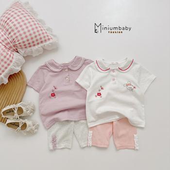 SB2445- bộ cổ sen phối ren in thỏ, hoa quần lỡ