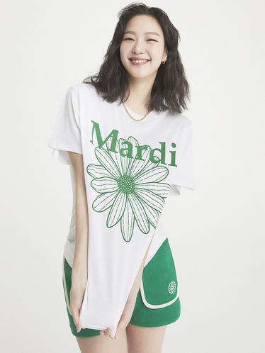Product image - MARDI MERCREDI TSHIRT FLOWERMARDI WHITE GREEN