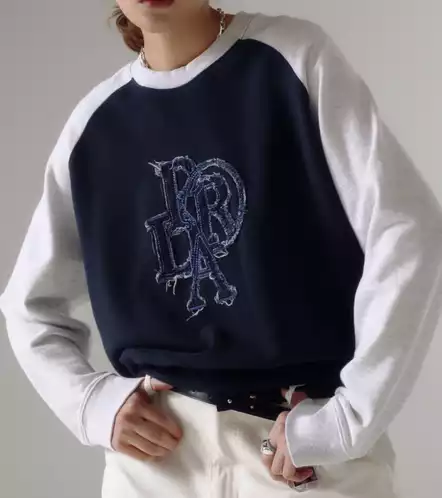 Product image - PDC COMBINATION DENIM PATCH RAGLAN SWEATSHIRT NAVY