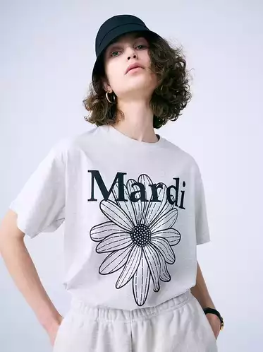 Product image - MARDI MERCREDI TSHIRT FLOWERMARDI OATMEAL BLACK