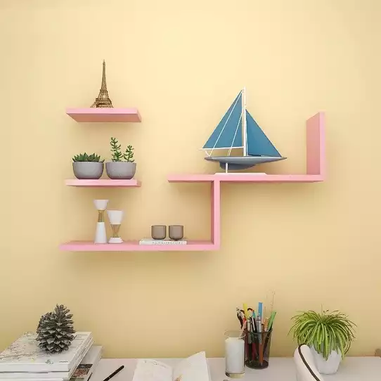 Product image - Kệ gỗ chữ L treo tường trang trí phòng Decor trưng bày, trang trí nhà