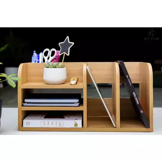 Product image - Kệ đựng hồ sơ tài liệu để bàn gỗ MDF, decor