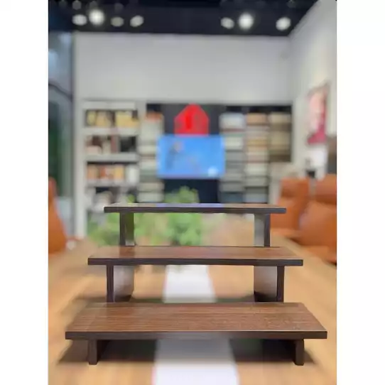 Product image - Kệ gỗ 3 tầng đựng tách trà để bàn, decor, dễ tháo lắp không ốc vít