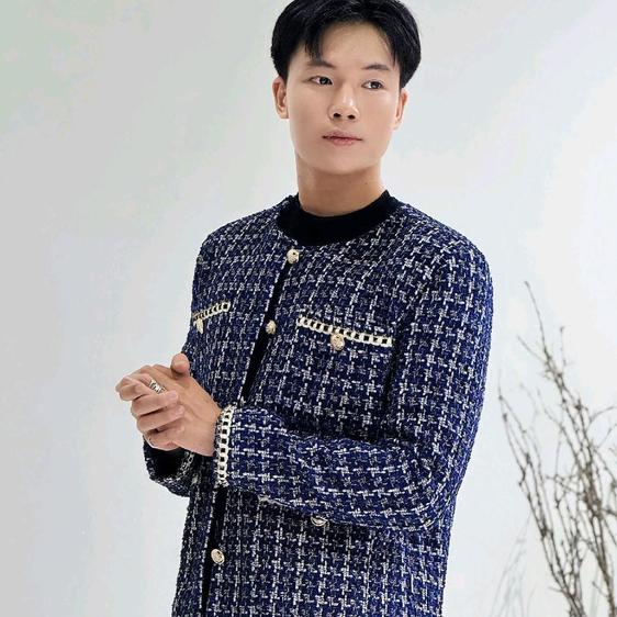 Product image - M3- áo dạ cho nam 2025 chất dạ tweed cao cấp xanh tím than phong cách