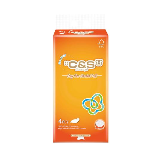 Product image - Giấy lau mặt rút đáy dập nổi 3 chiều C&S (320 tờ x 4 lớp)