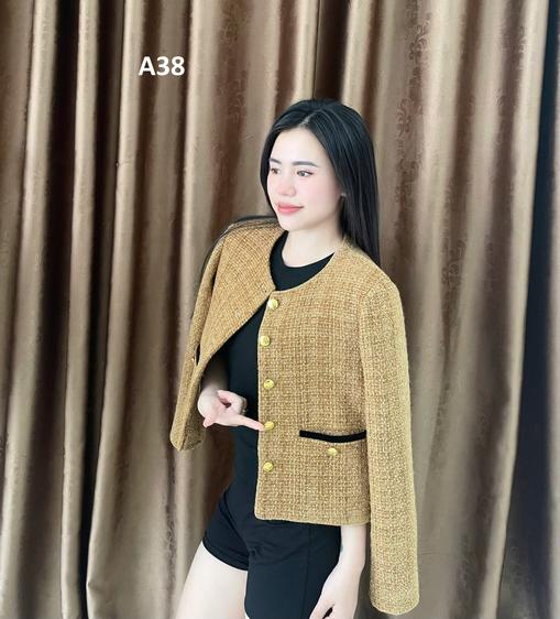 Product image - A38 tex nâu túi cơi phối nhung