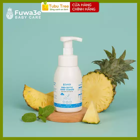 Product image - Dung dịch rửa bình sữa cho bé hữu cơ FUWA3E 300ml hương bạc hà enzyme sinh học từ dứa