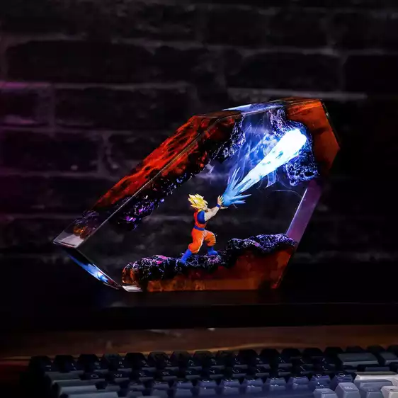 Product image - Goku Lamp Custom Plastic Lamp,Handmade Diorama Famous Anime lamp, Dragon Lamp Custom Resin Lamp, Night Light, epoxy, Resin Wood Art Lamp, Home decor Christmas