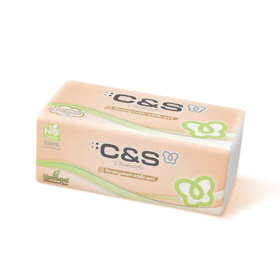 Product image - Giấy lau mặt gói rút C&S (150 tờ x 3 lớp)