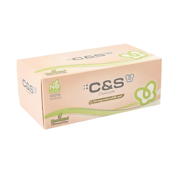 Product image - Giấy lau mặt hộp rút C&S (130 tờ x 3 lớp)