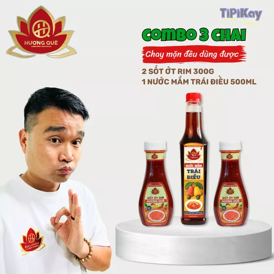 Product image - [Combo 3 món] 2 Sốt Ớt Rim Hương Quê 300G + 1 Nước Mắm Trái Điều 500ml