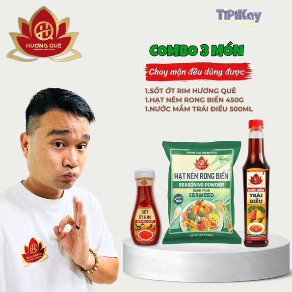 Product image - [Combo 3 món] 1 Hạt Nêm Rong Biển 450g + 1 Sốt Ớt Rim Hương Quê 300G + 1 Nước Mắm Trái Điều 500ml