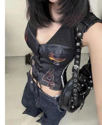 Product image - áo yếm đan dây in hình