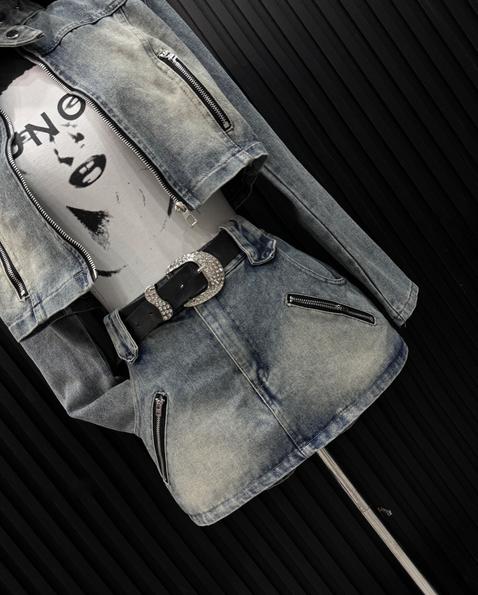 Product image - Set Bò Kéo Khóa Chân váy Ngắn