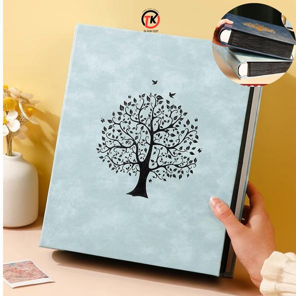 Product image - Album Cao Cấp Đựng 400 Ảnh 13x18cm, 15x21cm bìa da cao cấp họa tiết cây hạnh phúc