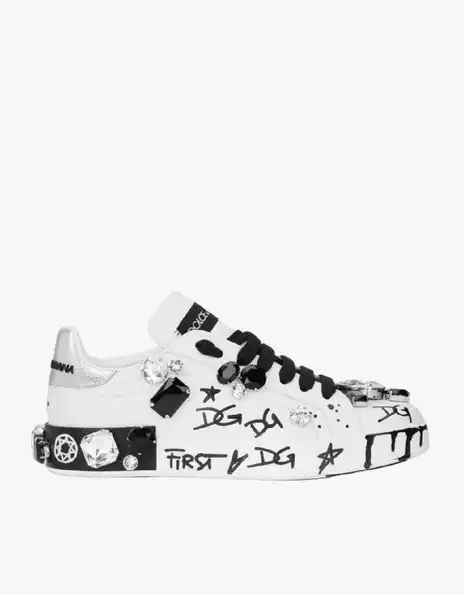 Product image - Dolce & Gabbana Calfskin Portofino Sneakers With Embroidery 'White'