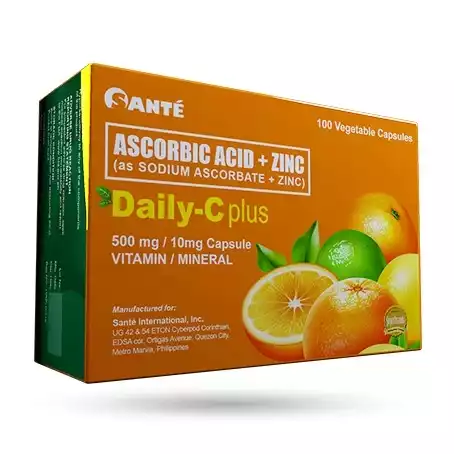 Product image - Daily-C Plus, Ascorbic Acid + Zinc (500mg/10mg) x 100's