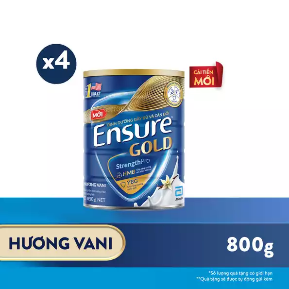 Product image - (Combo 4 lon) Sữa Ensure Gold chính hãng dạng bột hương vani 800g - Date 2027