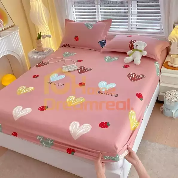 Product image - Designed Bedsheet - 3in1 Fully Garterized Fitted Bedsheet Set with Pillowcases - 100% Cotton | Homey