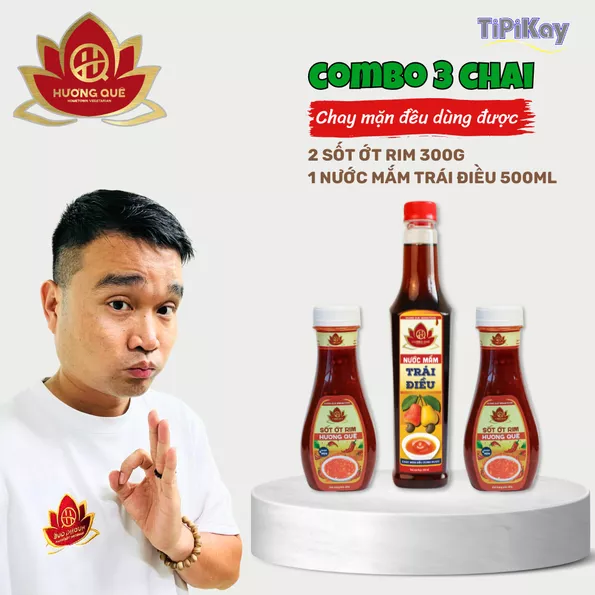 Product image - [Combo 3 món] 2 Sốt Ớt Rim Hương Quê 300G + 1 Nước Mắm Trái Điều 500ml