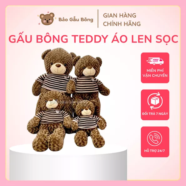 Product image - Gấu Bông Teddy Áo Len Sọc 1M2, Gấu Bông To Khổng Lồ, Ôm Cực Thích
