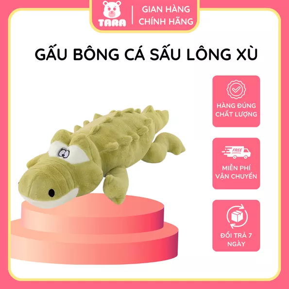 Product image - Gấu Bông Cá Sấu Lông Xù 1M7 Gối Ôm Mềm Mại, Siêu To, Quà Tặng Ý Nghĩa