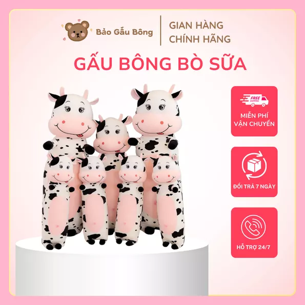Product image - Gấu Bông Bò Sữa Thân Dài, Mềm Mịn, An Toàn