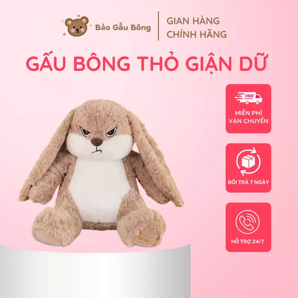 Product image - Gấu Bông Thỏ Giận Dữ Màu Nâu Lông Xù Siêu Mềm, Đáng Yêu, Thú Nhồi Bông Quảng Châu Cao Cấp