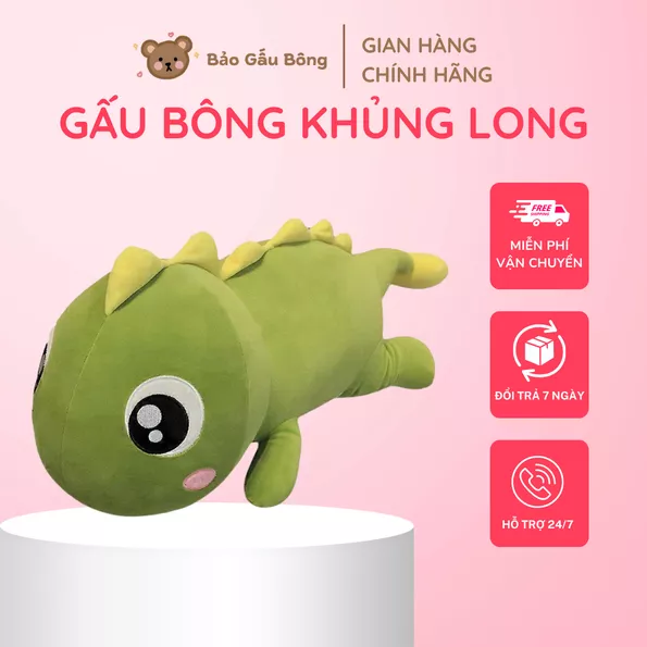 Product image - Gấu Bông Khủng Long Thú Nhồi Bông Dễ Thương, Gối Ôm Mềm Mại, Quà Tặng Cho Bé