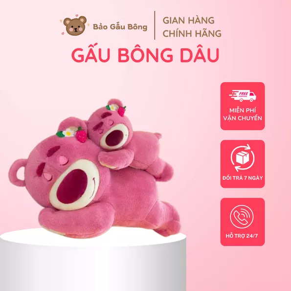 Product image - Gấu Bông Dâu, Thú Nhồi Bông Hồng Ngọt Ngào, Gối Ôm Cực Êm
