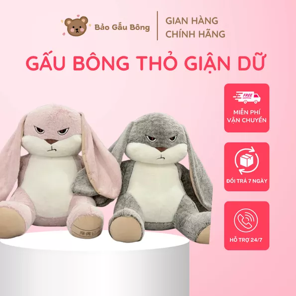 Product image - Gấu Bông Thỏ Giận Dữ Lông Tuyết Siêu Mềm, Đáng Yêu