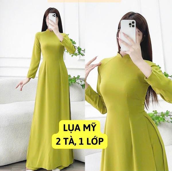 Product image - Áo dài truyền thống màu xanh cốm chất lụa mỹ mềm mịn co giãn