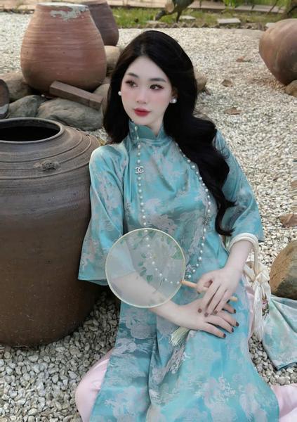 Product image - ÁO DÀI LỤA GẤM LONG PHỤNG HÀN CAO CẤP