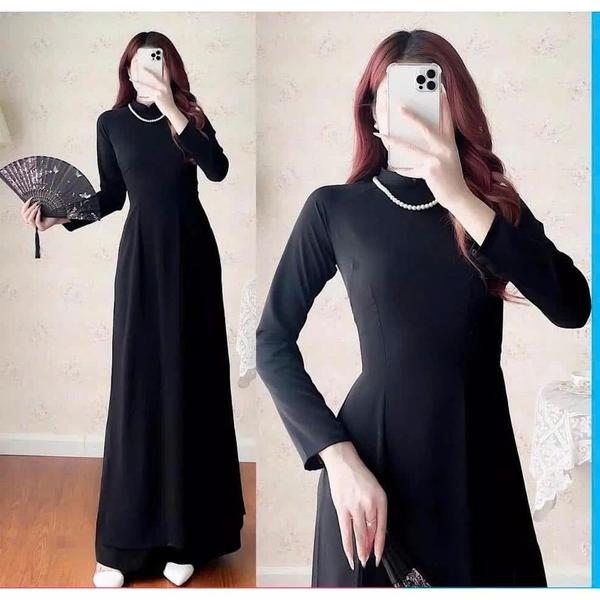 Product image - Áo dài TRƠN màu ĐEN sang chảnh, vải Lụa Mỹ cao cấp