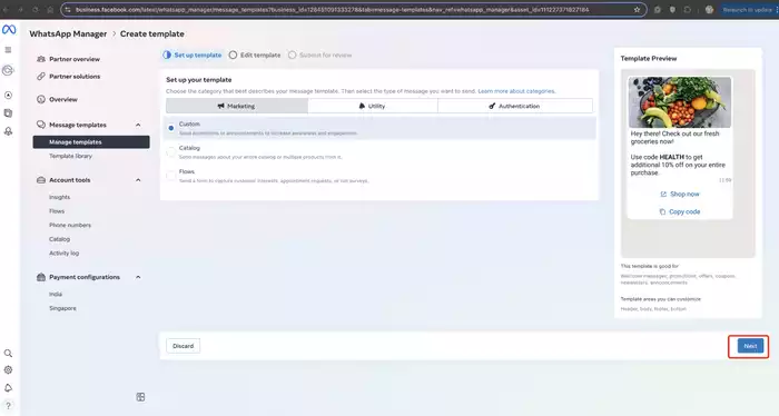whatsapp business template examples